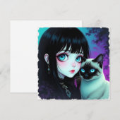 Anime Meisje en Siamese Kat Blank (Voorkant / Achterkant)