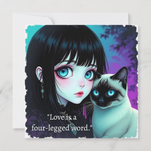 Anime Meisje en Siamese Kat Citaat (Voorkant)