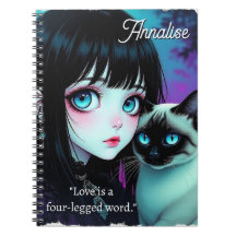 Anime Meisje en Siamese Kat Citaat Gepersonaliseer