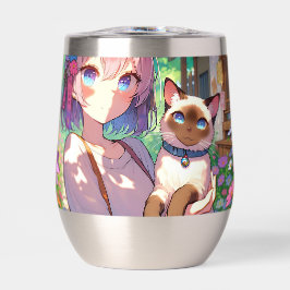 Anime Meisje en Siamese Kat Gepersonaliseerd