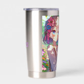 Anime Meisje en Siamese Kat Gepersonaliseerd Geïsoleerde Drinkbeker (Rechts)