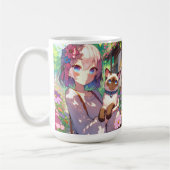 Anime Meisje en Siamese Kat Gepersonaliseerd Koffiemok (Links)