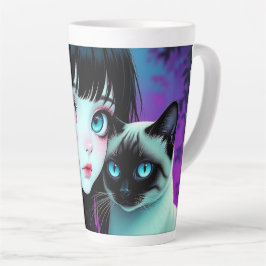  Anime Meisje en Siamese Kat  Latte Mok