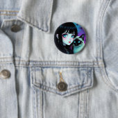 Anime Meisje en Siamese Kat Ronde Button 5,7 Cm (In situ)