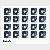 Anime Meisje en Siamese Kat Vierkante Sticker (Vel)
