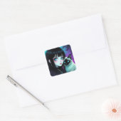 Anime Meisje en Siamese Kat Vierkante Sticker (Envelop)