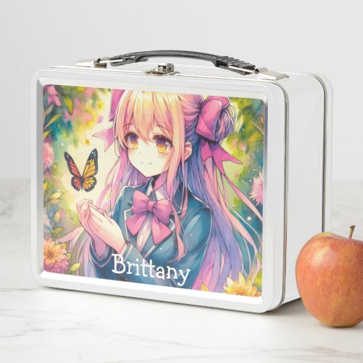 Anime Meisje en Vlinder Waterverf Ai Art (In situ)