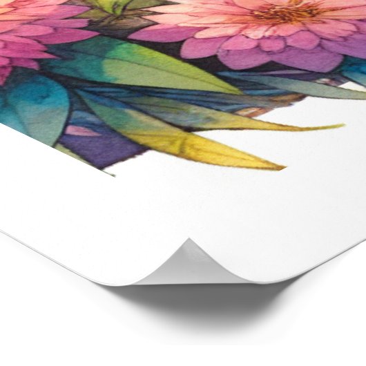 Anime Meisje en Vlinder Waterverf Gepersonaliseerd Poster (Hoek)