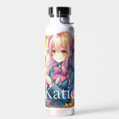Anime Meisje en Vlinder Waterverf Gepersonaliseerd Waterfles (Links)
