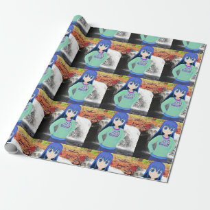 Anime meisje en waterval inpakpapier
