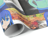 Anime meisje en waterval inpakpapier (Rol Hoek)