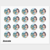 Anime meisje eten ramen sticker (Vel)