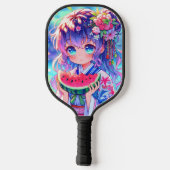  anime meisje eten watermeloen pickleball paddle (Achterkant)
