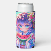 anime meisje eten watermeloen seltzer blikjeskoeler (Seltzer Voorkant)