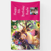 Anime Meisje Foto, Leeftijd en Naam Verjaardag Spandoek (Verticaal)