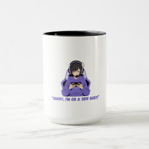 Anime meisje gamer paarse gaming kunst mok