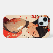 Anime Meisje Geisha iPhone 15 Case (Achterkant horizontaal)