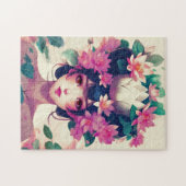 Anime Meisje Gekroond met Lotusbloemen Legpuzzel (Horizontaal)