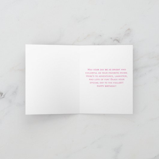 Anime Meisje Gelukkig Verjaardagsfeest Kaart (Binnen)