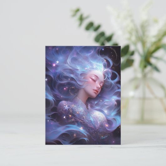 Anime meisje gemaakt van sterren briefkaart (Staand voorkant)