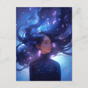 Anime meisje gemaakt van sterren briefkaart