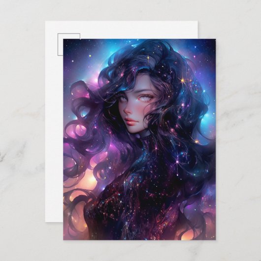 Anime meisje gemaakt van sterren briefkaart (Voorkant / Achterkant)