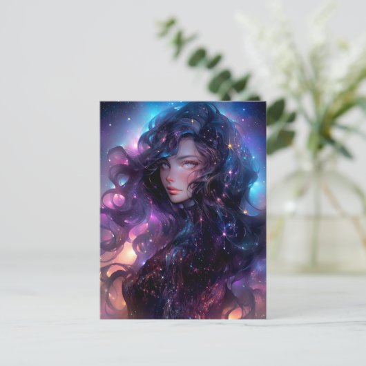 Anime meisje gemaakt van sterren briefkaart (Staand voorkant)