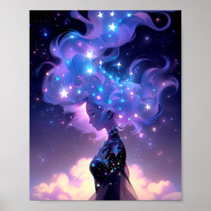 Anime meisje gemaakt van sterren poster