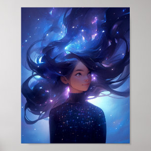Anime meisje gemaakt van sterren poster