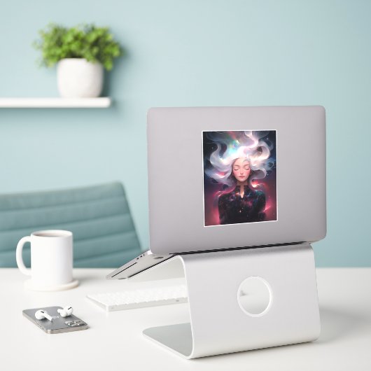 Anime meisje gemaakt van sterren sticker (Laptop op bureau)