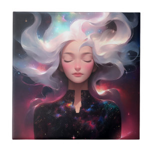 Anime meisje gemaakt van sterren tegeltje