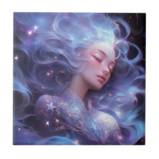 Anime meisje gemaakt van sterren tegeltje (Voorkant)