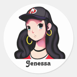 Anime Meisje Gepersonaliseerd Ronde Sticker