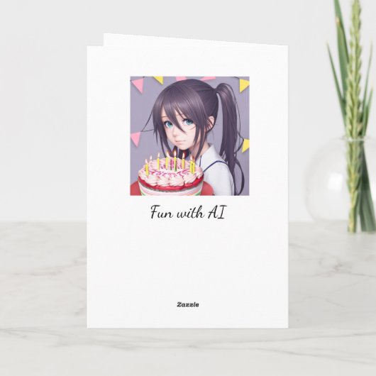 Anime meisje gepersonaliseerde verjaardag kaart (Achterkant)