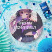 anime meisje gepersonaliseerde verjaardag papieren bordje (Feest)