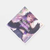  anime meisje gepersonaliseerde verjaardag servet (Hoek)