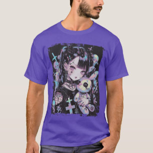 Anime Meisje Goth Konijn Schattig EGirl Gotische O T-shirt