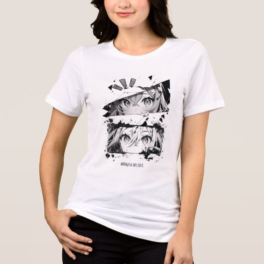 Anime Meisje Grafische Witte T-Shirt (Voorkant)