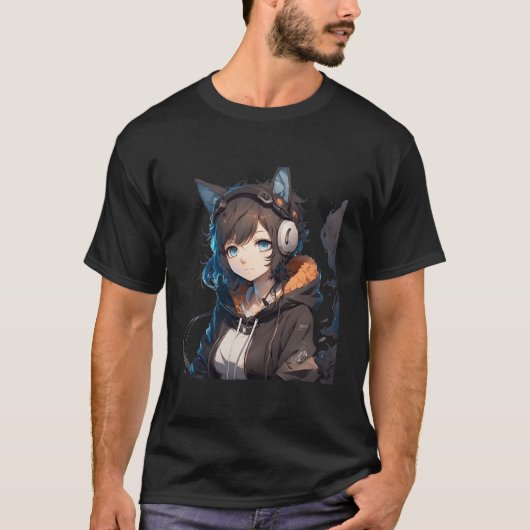 Anime Meisje Halloween Kostuum Otaku Manga Mannen T-shirt (Voorkant)