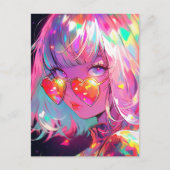 Anime meisje harten briefkaart (Voorkant)