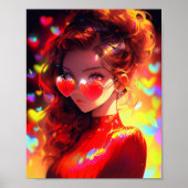 Anime meisje harten poster (Voorkant)