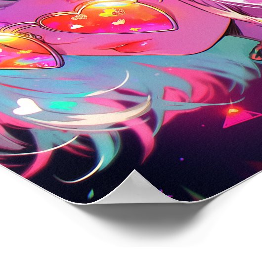 Anime meisje harten poster (Hoek)