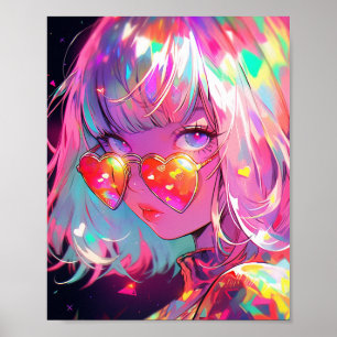 Anime meisje harten poster