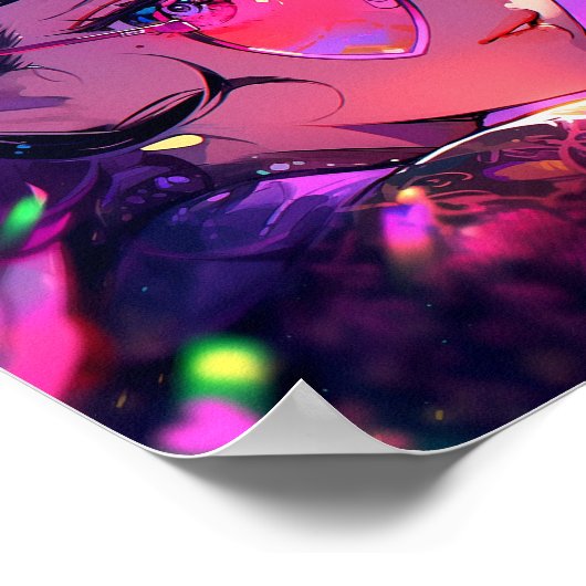 Anime meisje harten poster (Hoek)