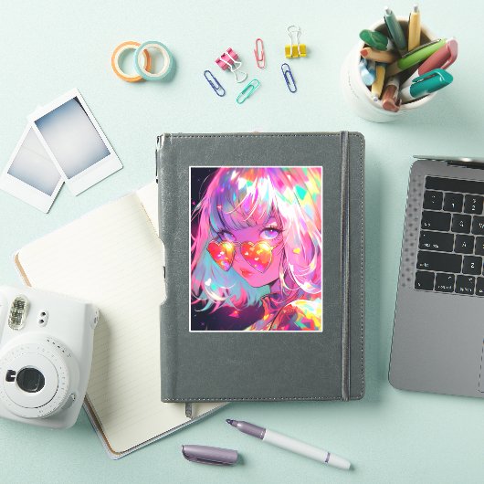 Anime meisje harten sticker (iPad Cover)