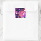 Anime meisje harten vierkante sticker (Tas)