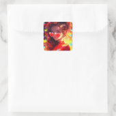 Anime meisje harten vierkante sticker (Tas)