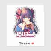 Anime Meisje het eten van een PB&J Sandwich Sticker (Vel)