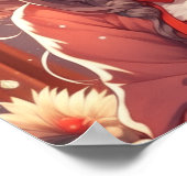  Anime Meisje Holding Kitten Kerstmis Poster (Hoek)