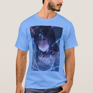 Anime Meisje Huilt in Neon Esthetiek vintage T-shirt